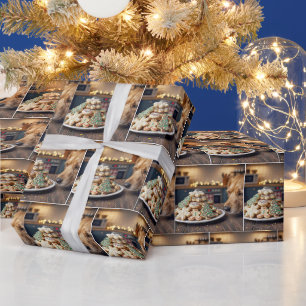 Hond die Kerstsnoepkoekjes Snuffelt Cadeaupapier