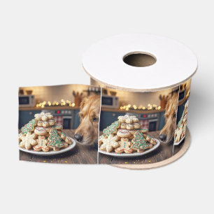 Hond die Kerstsnoepkoekjes Snuffelt Grosgrain Lint
