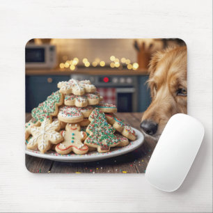 Hond die Kerstsnoepkoekjes Snuffelt Muismat