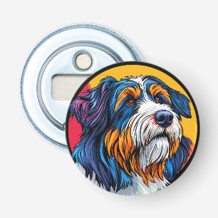 Hond die levendige creativiteit illustreert button flesopener