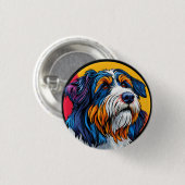 Hond die levendige creativiteit illustreert ronde button 3,2 cm (Voorkant /achterkant)