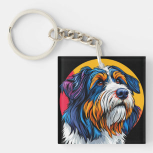 Hond die levendige creativiteit illustreert sleutelhanger