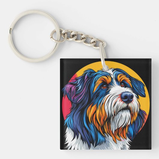Hond die levendige creativiteit illustreert sleutelhanger (voorkant)