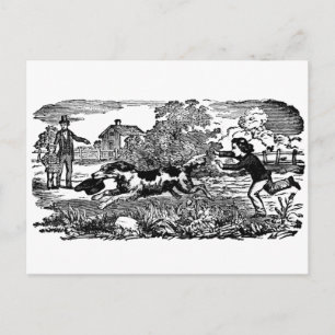 Hond die loopt - antieke huisdierkunst victoriaans briefkaart