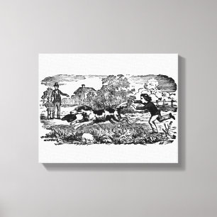 Hond die loopt - antieke huisdierkunst victoriaans canvas afdruk