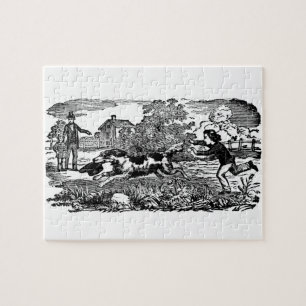 Hond die loopt - antieke huisdierkunst victoriaans legpuzzel