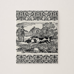 Hond die loopt - antieke huisdierkunst victoriaans legpuzzel
