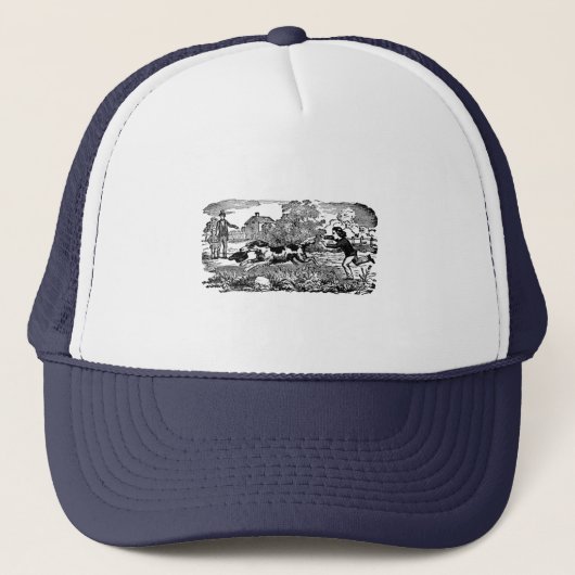 Hond die loopt - antieke huisdierkunst victoriaans trucker pet (Voorkant)