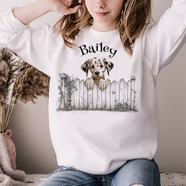 Hond die naar buiten gluurt, aanpasbaar t-shirt