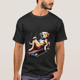 Hond die ontspant op skateboard Cool motief T-shirt