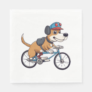 Hond die op de fiets rijdt servet