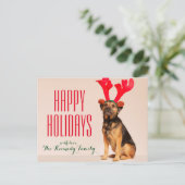 Hond die Rode Geweitakken dragen Feestdagenkaart (Staand voorkant)