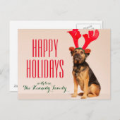 Hond die Rode Geweitakken dragen Feestdagenkaart (Voorkant / Achterkant)