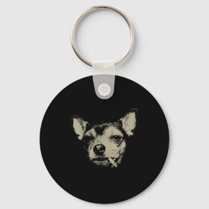 Hond die sigaret rookt Chihuahua Meme Sleutelhanger
