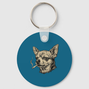 Hond die sigaret rookt Chihuahua Meme Sleutelhanger