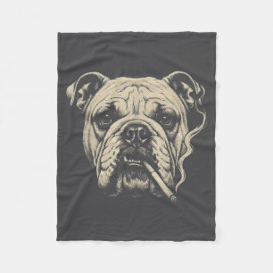 Hond die sigaret rookt Engelse Bulldog Illustratie Fleece Deken