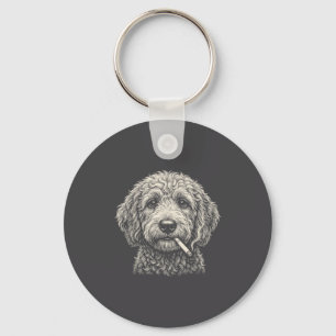 Hond die sigaret rookt Golden Doodle Sleutelhanger