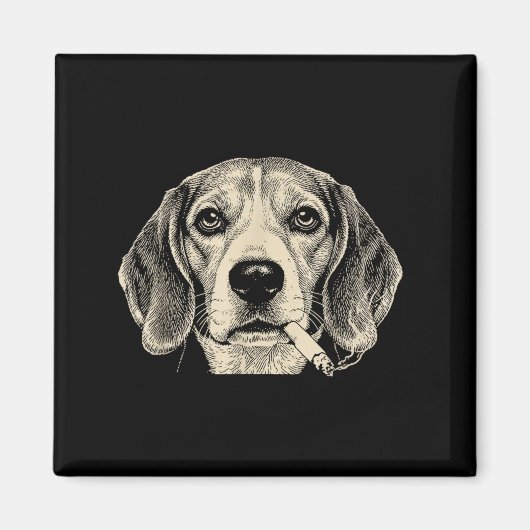 Hond die sigaret rookt grappige beagle meme magneet (Voorkant)