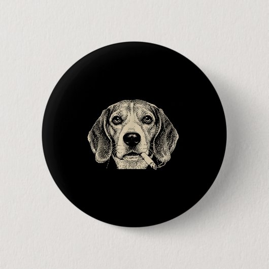 Hond die sigaret rookt Grappige Beagle Meme Ronde Button 5,7 Cm (Voorkant)