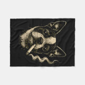 Hond die sigaret rookt Grappige Boston Terrier Mem Fleece Deken (Voorkant (Horizontaal))