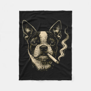 Hond die sigaret rookt Grappige Boston Terrier Mem Fleece Deken