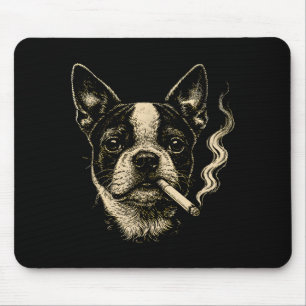 Hond die sigaret rookt Grappige Boston Terrier Mem Muismat