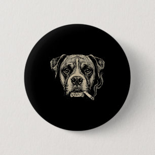 Hond die sigaret rookt Grappige Boxer Hond Meme Ronde Button 5,7 Cm