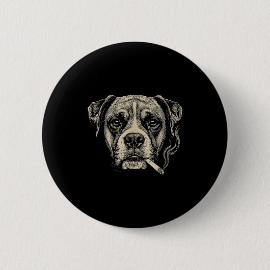 Hond die sigaret rookt Grappige Boxer Hond Meme Ronde Button 5,7 Cm (Voorkant)