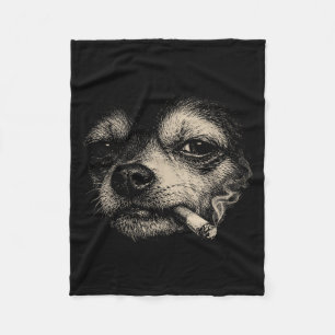 Hond die sigaret rookt, grappige chihuahua meme fleece deken