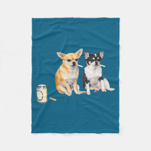 Hond die sigaret rookt Grappige Chihuahua Meme  Fleece Deken