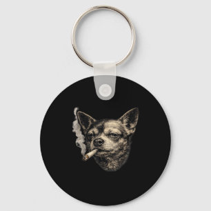 Hond die sigaret rookt grappige chihuahua meme gra sleutelhanger