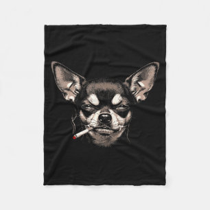 Hond die sigaret rookt Grappige Chihuahua Meme Man Fleece Deken