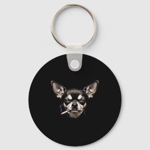 Hond die sigaret rookt Grappige Chihuahua Meme Man Sleutelhanger