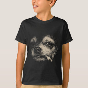 Hond die sigaret rookt grappige chihuahua meme t-shirt