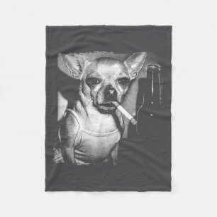 Hond die sigaret rookt Grappige Chihuahua Meme Vin Fleece Deken