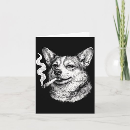 Hond die sigaret rookt grappige corgi meme vaderda kaart (Voorkant)