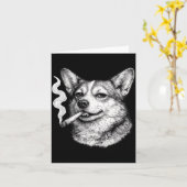 Hond die sigaret rookt grappige corgi meme vaderda kaart (Gele Bloem)