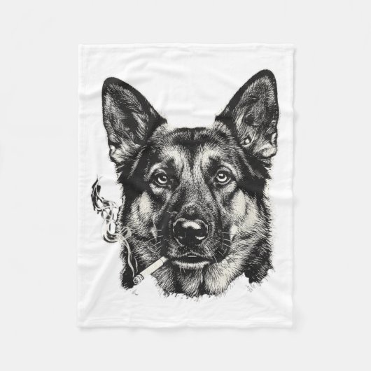 Hond die sigaret rookt grappige Duitse herder meme Fleece Deken (Voorkant)