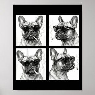 Hond die sigaret rookt grappige Franse buldog foto Poster