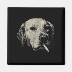 Hond die sigaret rookt grappige golden retriever m magneet