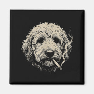 Hond die sigaret rookt grappige Goldendoodle meme Magneet