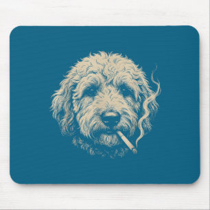 Hond die sigaret rookt grappige Goldendoodle meme Muismat