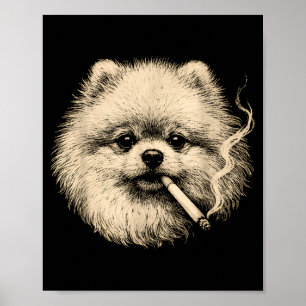 Hond die sigaret rookt Grappige Meraniaanse Meme  Poster