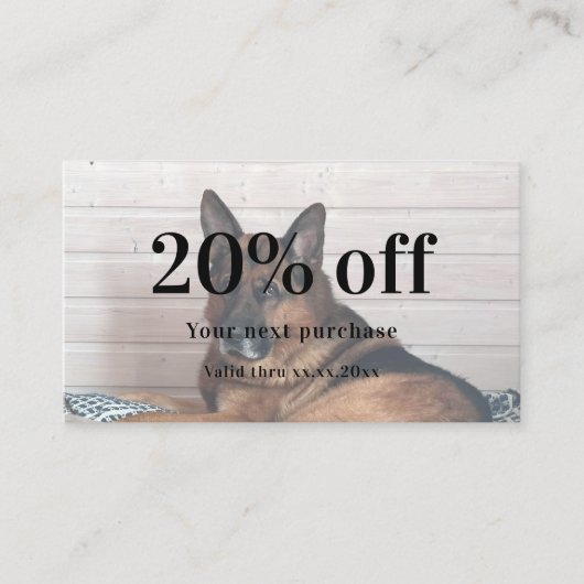 Hond dier aangepaste foto qr code bedrijf kortingskaartje (Voorkant)