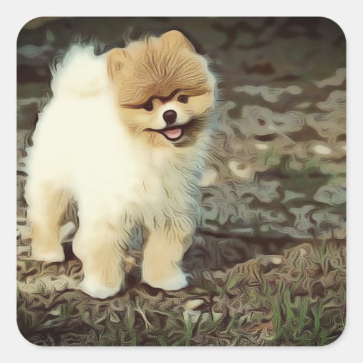 Hond, dier, puppy vierkante sticker (Voorkant)