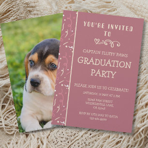 Hond Diploma Uitnodiging Roze Goud Champagne