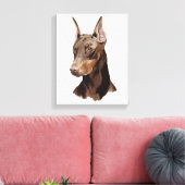 Hond Doberman! Prachtig portret op doek! Canvas Afdruk (Insitu (Woonkamer))