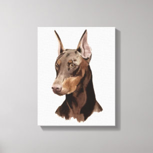 Hond Doberman! Prachtig portret op doek! Canvas Afdruk