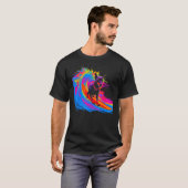 Hond Dobermann Pinscher Surfen T-shirt (Voorkant volledig)