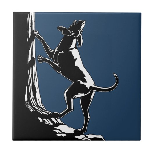 Hond Dog Art keramische speelgoedjager Tegeltje (Voorkant)